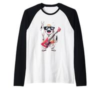Rock Monk Electric Guitarist Kawaii Anime Cartoon Performer Raglan Baseball Tee