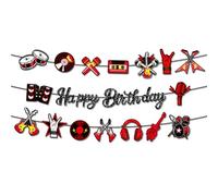 Rock Music Birthday Party Banner,Happy Birthday Glitter Banner Garland Rock and Roll Music Note Guitar Hanging Bunting Banner Photo Backdrop for 50s Music Party Decoration Supplies