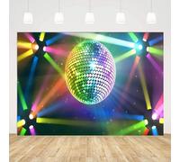 Rock Music Disco Ball Photography Backdrop "Let's Crazy" Colorful Background 60s 70s 80s Photo Glow Neon Birthday Party Poster 250x180CM