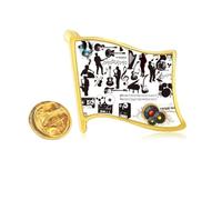 rock music festival pattern Golden Metal Flag Lapel Pin Badge