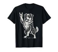 Rock Music Funny Australian Shepherd Heavy Metal Dog T-Shirt