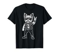 Rock Music Funny Heavy Metal Yorkshire Terrier Dog Design T-Shirt