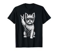 Rock Music Funny Heavy Metal Yorkshire Terrier Dog Retro T-Shirt