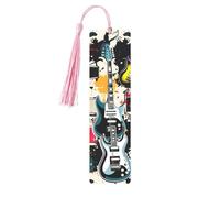 Rock Music Pattern Metal Bookmarks with Tassel,Cool Book Markers for Reading Women, Men,Aluminum Hanging Ornament Fancy Handmade Craft Reading Accessories Gift for Book Lovers S