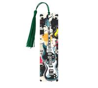 Rock Music Pattern Metal Bookmarks with Tassel,Cool Book Markers for Reading Women, Men,Aluminum Hanging Ornament Fancy Handmade Craft Reading Accessories Gift for Book Lovers M