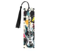 Rock Music Pattern Metal Bookmarks with Tassel,Cool Book Markers for Reading Women, Men,Aluminum Hanging Ornament Fancy Handmade Craft Reading Accessories Gift for Book Lovers M