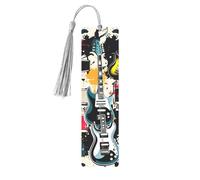 Rock Music Pattern Metal Bookmarks with Tassel,Cool Book Markers for Reading Women, Men,Aluminum Hanging Ornament Fancy Handmade Craft Reading Accessories Gift for Book Lovers M