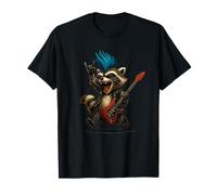 Rock Music Raccoon Playing Guitar Festival Animal Art T-Shirt