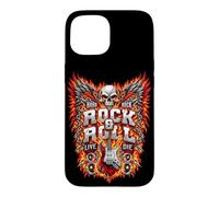 Rock Music Skull Freedom Wings Guitar Flames Graphic Case for iPhone 15