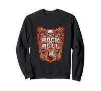 Rock Music Skull Freedom Wings Guitar Flames Graphic Sweatshirt