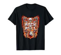 Rock Music Skull Freedom Wings Guitar Flames Graphic T-Shirt