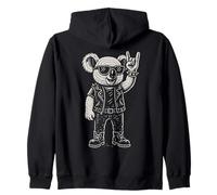 Rock Musik Funny Heavy Metal Koala Retro Zip Hoodie
