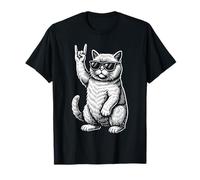 Rock Musik Funny Retro Heavy Metal Cat Design T-Shirt