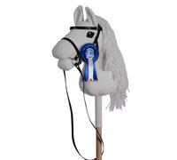ROCK MY BABY Hobby Horse with a Detachable Bridle Plush Handmade Stick Horse with Removable Rosette Ribbon for Kids 3+ Years Old (White)