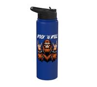 Rock N Roll Bigfoot Sasquatch Yeti Rock On Sign Stainless Steel Insulated Water Bottle
