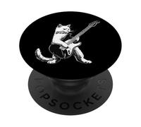 Rock n Roll Cat Playing Guitar Funny Rock Music & Cat Lover PopSockets Adhesive PopGrip