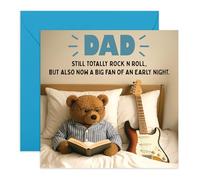 Rock N Roll Dad Greeting Card - Early Night - Jokes for Father Daddy Grandad Stepdad Papa Pops Old Man Husband Him Men - Family Celebration for Birthdays or Fathers Day -Comes with Stickers