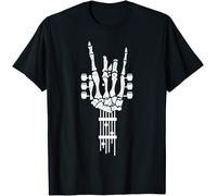 Rock N Roll Guitar Hand Skeleton Kids Womens Mens T Shirt XL Black