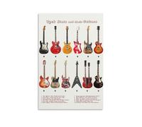 Rock N' Roll Guitar Heroes Poster - Inspirational Wall Art for Music Fans, Featuring Legendary Guitar Styles, Gift for Musicians and Enthusiasts(Framed,12x18inch(30x45cm))