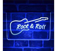 Rock 'N Roll Guitar LED Neon Light Sign | Multicolour Hanging Wall USB Music Room Display