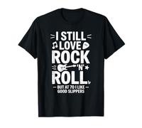 Rock n Roll Life 70th Birthday Grandpa Dad Cosy Slippers T-Shirt