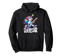 Rock n Roll Rainbow Rockstar Unicorn Playing Guitar Pullover Hoodie