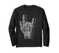 Rock 'n Roll Skeleton Hand Sign - Vintage Rock Lover Long Sleeve T-Shirt