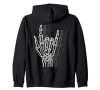 Rock 'n Roll Skeleton Hand Sign - Vintage Rock Lover Zip Hoodie