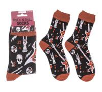 Rock N Roll Socks Mens Funny Novelty Music Guitar Patterned Crew Cotton Socks Size 8-12 Gifts for Dad Husband Music Lover Birthday