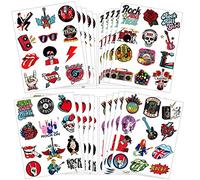 Rock N Roll Temporary Tattoos Stickers for Kids Music Rock Band Star Birthday Party Favors Decorations Supplies for Boys Girls Gifts Classroom School Prizes Rewards 20 Sheet