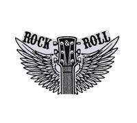 Rock N Roll Wings White Iron-On Patch Iron-On Patch Iron-On Patch Appliqué Music Guitar Patch Size 12.2 x 7.6 cm