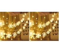 Rock Ninja Snowflake Fairy Lights, 6M 40LEDS Battery Powered String Lights, Staring and Shining Mode for Xmas Wedding Birthday Valentine's Day Holiday Party Bedroom Indoor&Outdoor (Pack of 2)