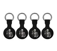 Rock N'roll Skeleton Compatible with Airtag Locator Silicone Protective Case with Keychain 4PCS