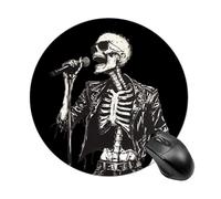 Rock N'roll Skeleton Round Mouse Pad with Non-Slip Rubber Waterproof Mousepads for Laptop Games Homework And Office