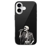 Rock N'roll Skeleton Slim Glass Case Protective Classic Cell Phone Basic Cases Compatible with iPhone 16/16 Plus/16 Pro/16 Pro Max/16 E