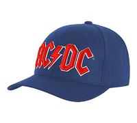 AC/DC Unisex Baseball Cap: Red Logo (Mid Blue) OFFICIAL NEW