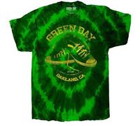Rock Off Green Day Kids T-Shirt - All Stars Band Logo, Green, L/9-10 Years