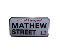Rock Off Mathew Street Liverpool Sign Embossed Fridge Magnet in White Rock Off White