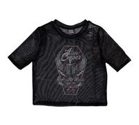 Rock Off officially licensed products Alice Cooper Under My Wheels Mesh Crop Top, Black, XL