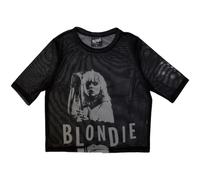 Rock Off officially licensed products Blondie Mic Stand Long Sleeve Mesh Crop Top S Black