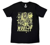 Rock Off officially Licensed Products Bob Marley Football Collage T-Shirt in Black | Size: Medium Rock Off officially Licensed Products Black M