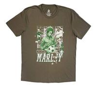 Rock Off officially Licensed Products Bob Marley Football Collage T-Shirt in Brown | Size: Medium Rock Off officially Licensed Products Brown M