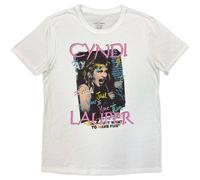 Rock Off officially Licensed Products Cyndi Lauper Singing T-Shirt in White | Size: Small Rock Off officially Licensed Products White S