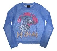 Rock Off officially licensed products Def Leppard Lightning Leopard Long Sleeve Mesh Crop Top L
