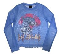 Rock Off officially licensed products Def Leppard Lightning Leopard Long Sleeve Mesh Crop Top M