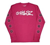Gorillaz T Shirt Repeat Pazuzu Band Logo Official Unisex Pink Long Sleeve M