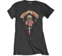 Rock Off officially licensed products Guns N' Roses Ladies T-Shirt: Dripping Dagger (Charcoal Grey) One Size