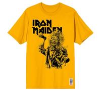 Rock Off officially licensed products Iron Maiden Est 1975 Eddie Axe Graphic T Shirt S Yellow