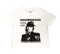 Rock Off officially licensed products Janet Jackson Rhythm Nation Crop Top S White
