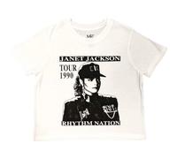 Rock Off officially licensed products Janet Jackson Rhythm Nation Crop Top S White